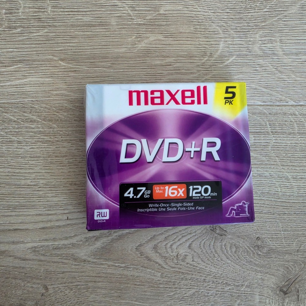 Maxell DVD+R 4.7GB 16x 120min Blank Discs 5 Pack with Slim Jewel Cases 624438